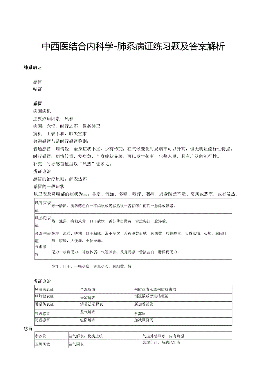 中西医结合内科学-肺系病证练习题及答案解析.docx_第1页