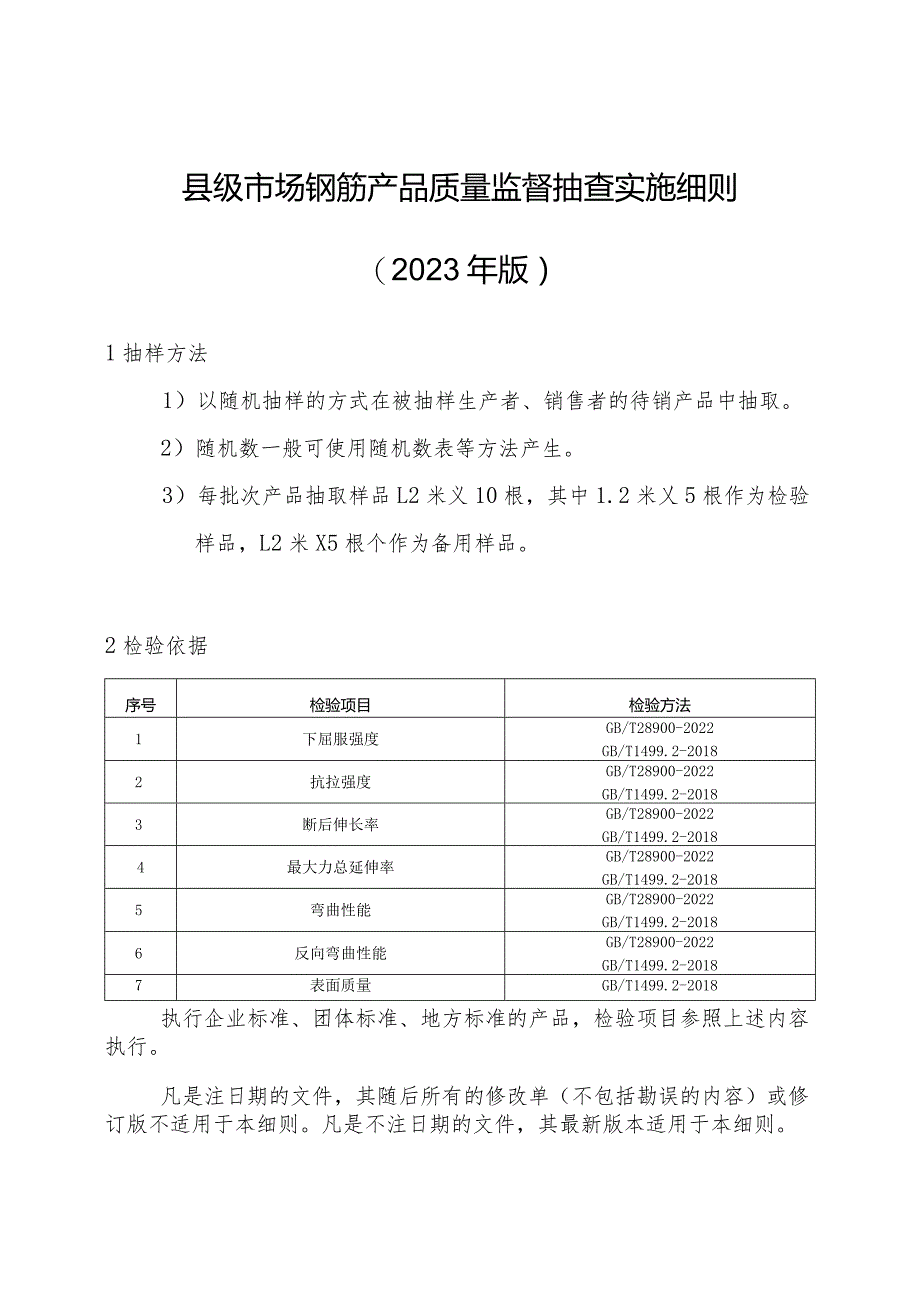 【精品范文】2023版县级市场钢筋产品质量监督抽查实施细则.docx_第1页