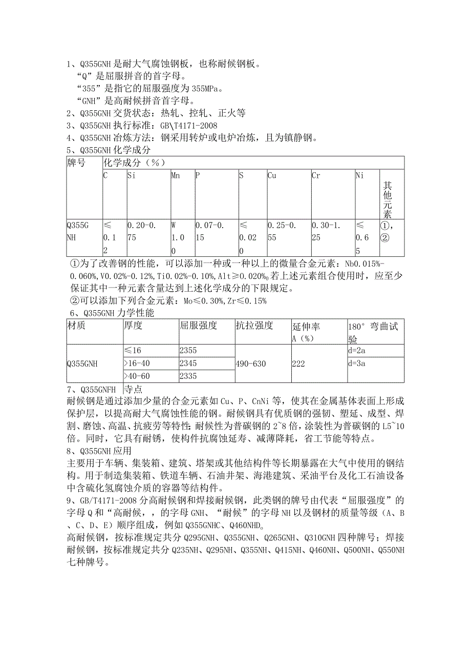 Q355GNH耐候钢腐蚀性能Q355GNH特点应用.docx_第1页