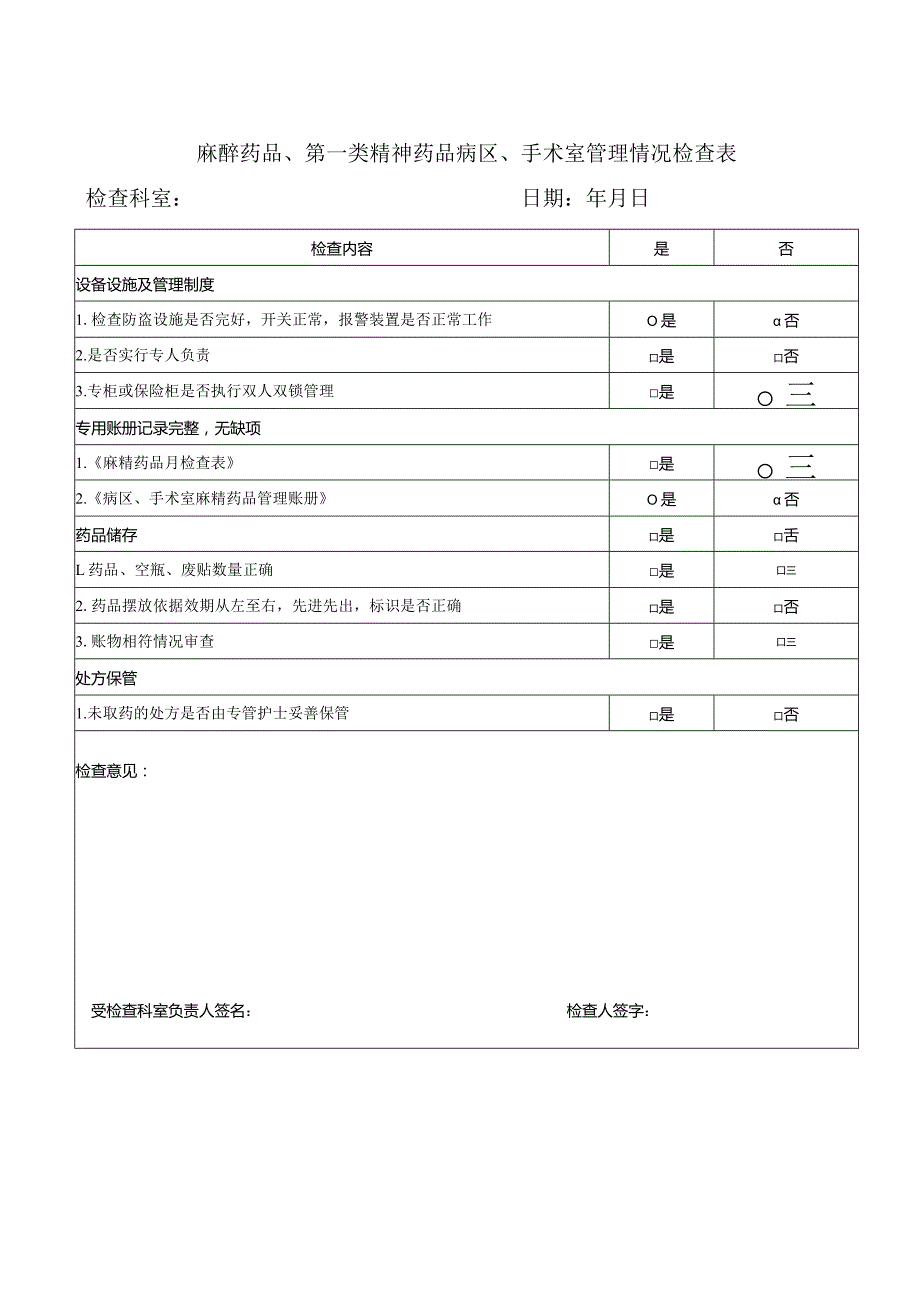 病区、手术室、诊室管理情况检查表.docx_第1页