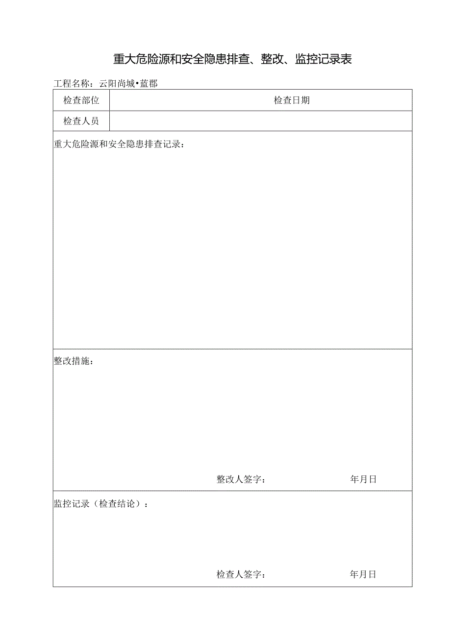 重大危险源和安全隐患排查、整改、监控记录.docx_第1页