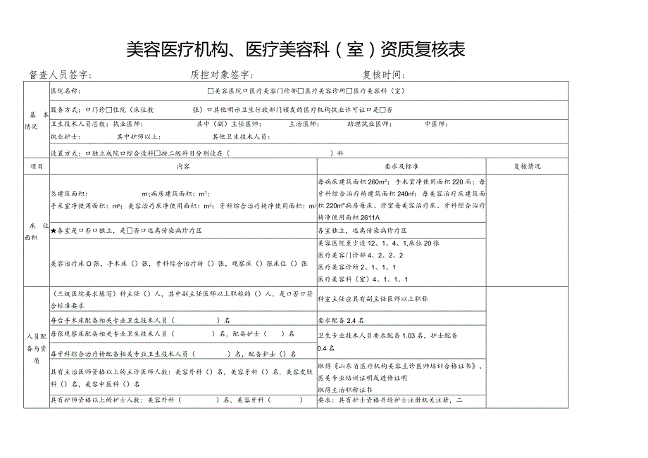 美容医疗机构、医疗美容科（室）资质复核表1-2-10.docx_第1页