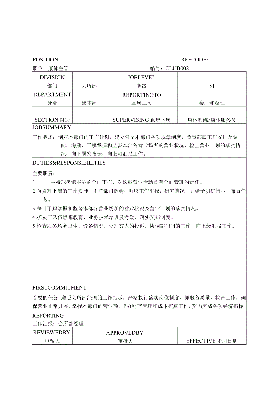 酒店会所各部门岗位职责.docx_第2页