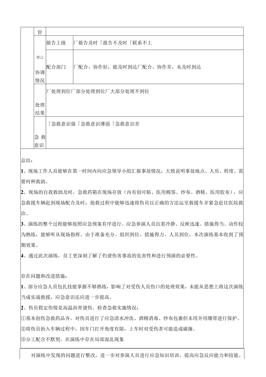 灼烫事故现场处置方案演练记录（上半年一次下半年一次）.docx_第3页