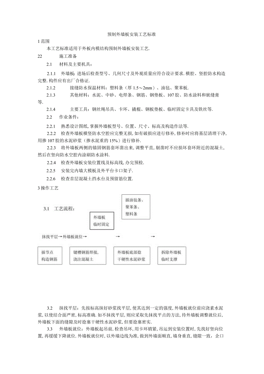 预制外墙板安装工艺标准工程文档范本.docx_第1页