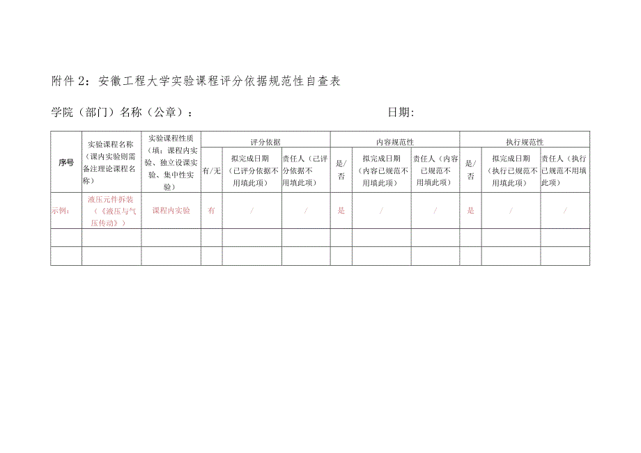 附件2：安徽工程大学实验课程评分依据规范性自查表.docx_第1页