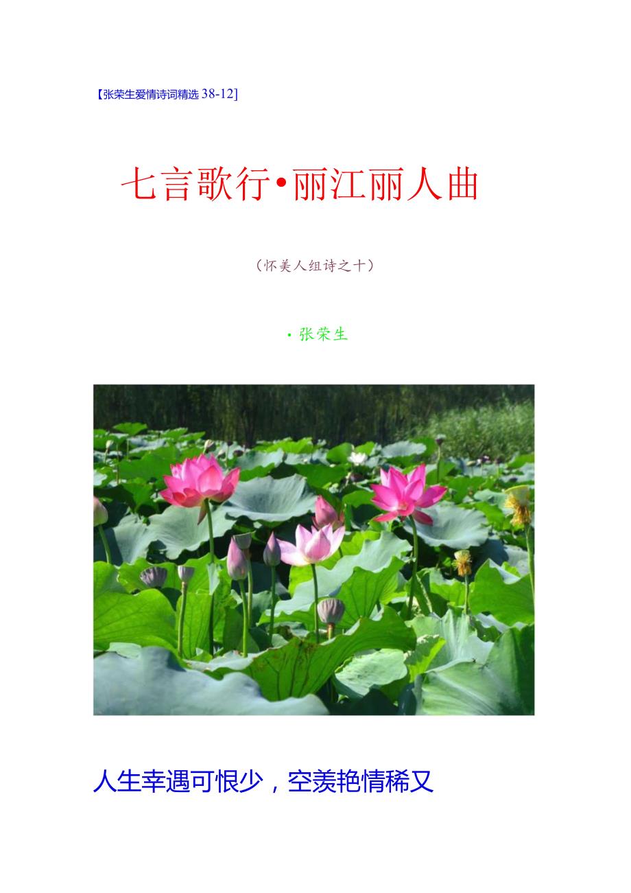 爱情诗词精选38-12. 七言歌行：丽江丽人曲.docx_第1页