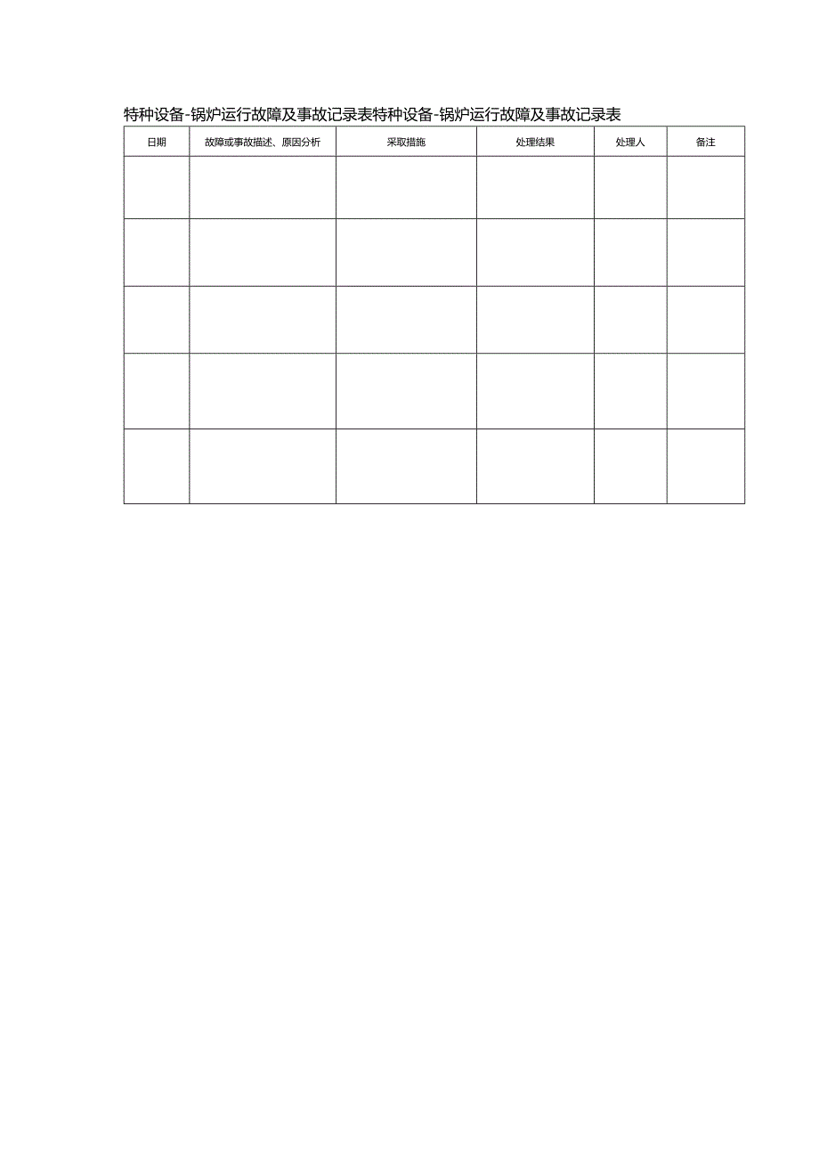 特种设备-锅炉运行故障及事故记录表.docx_第1页