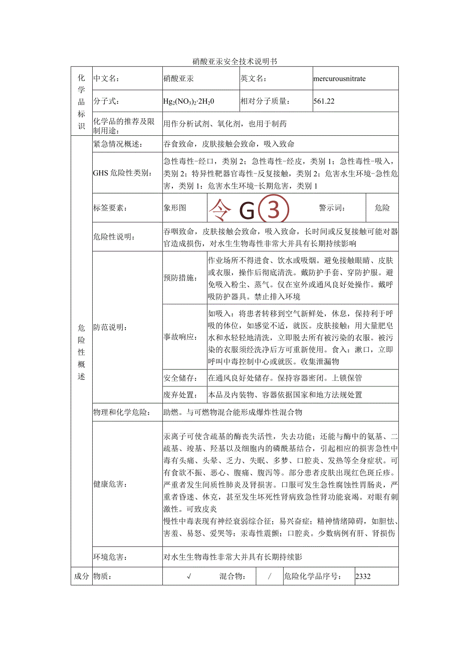 硝酸亚汞的安全技术说明书.docx_第1页