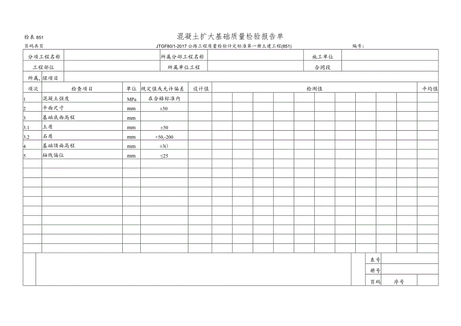 混凝土扩大基础质量检验报告单.docx_第1页