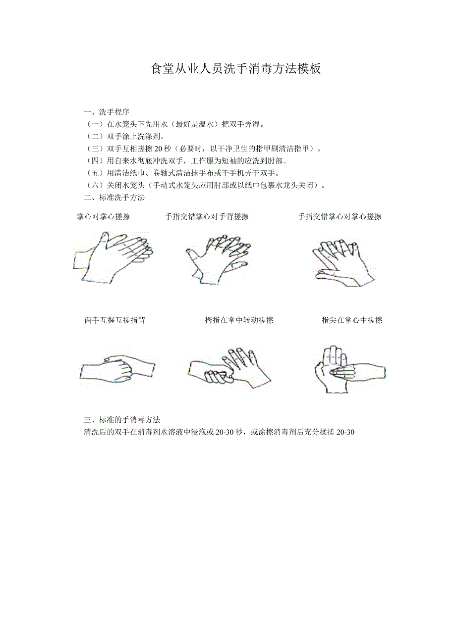 食堂从业人员洗手消毒方法模板.docx_第1页