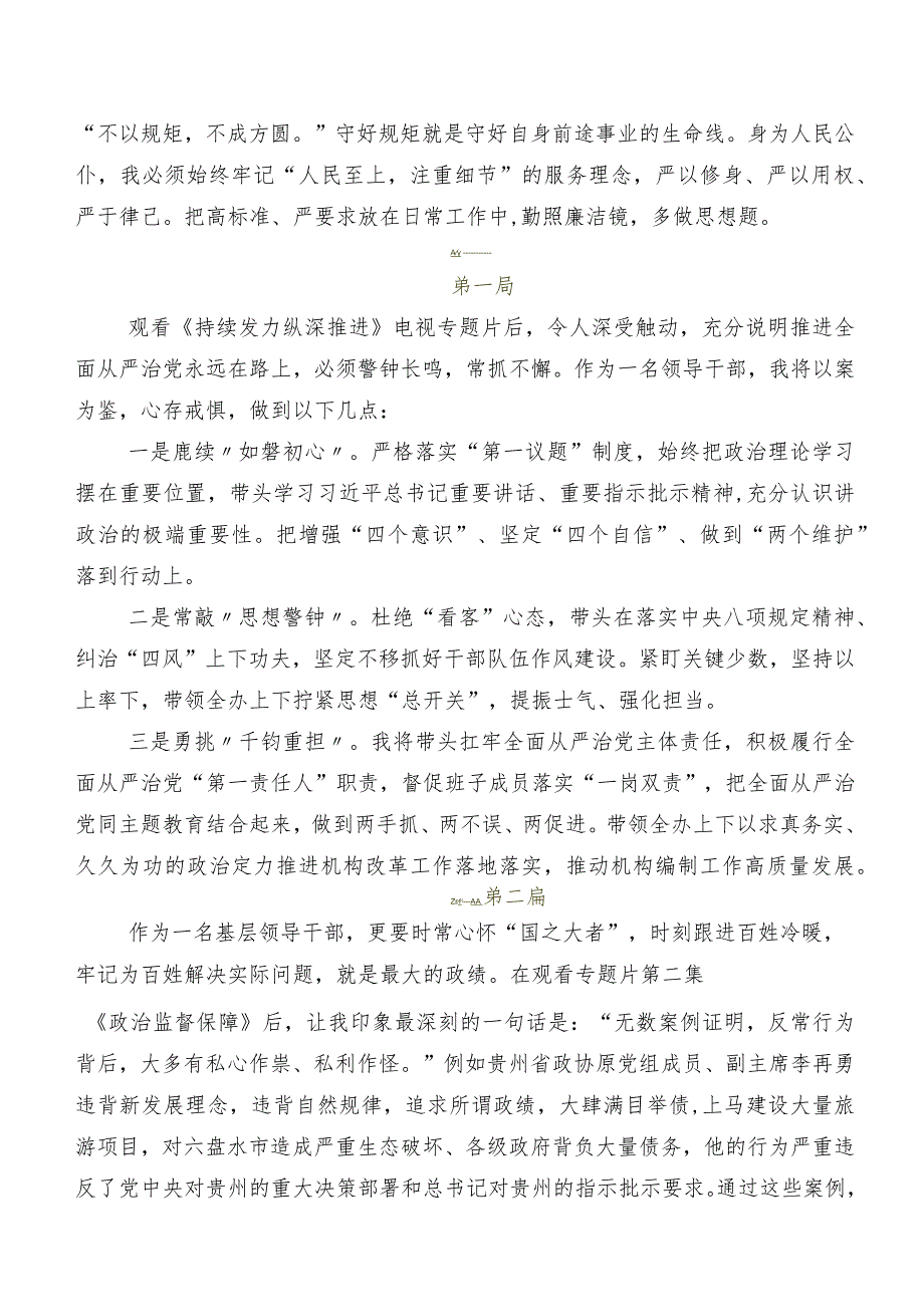 专题节目《持续发力 纵深推进》发言材料及心得感悟八篇.docx_第2页