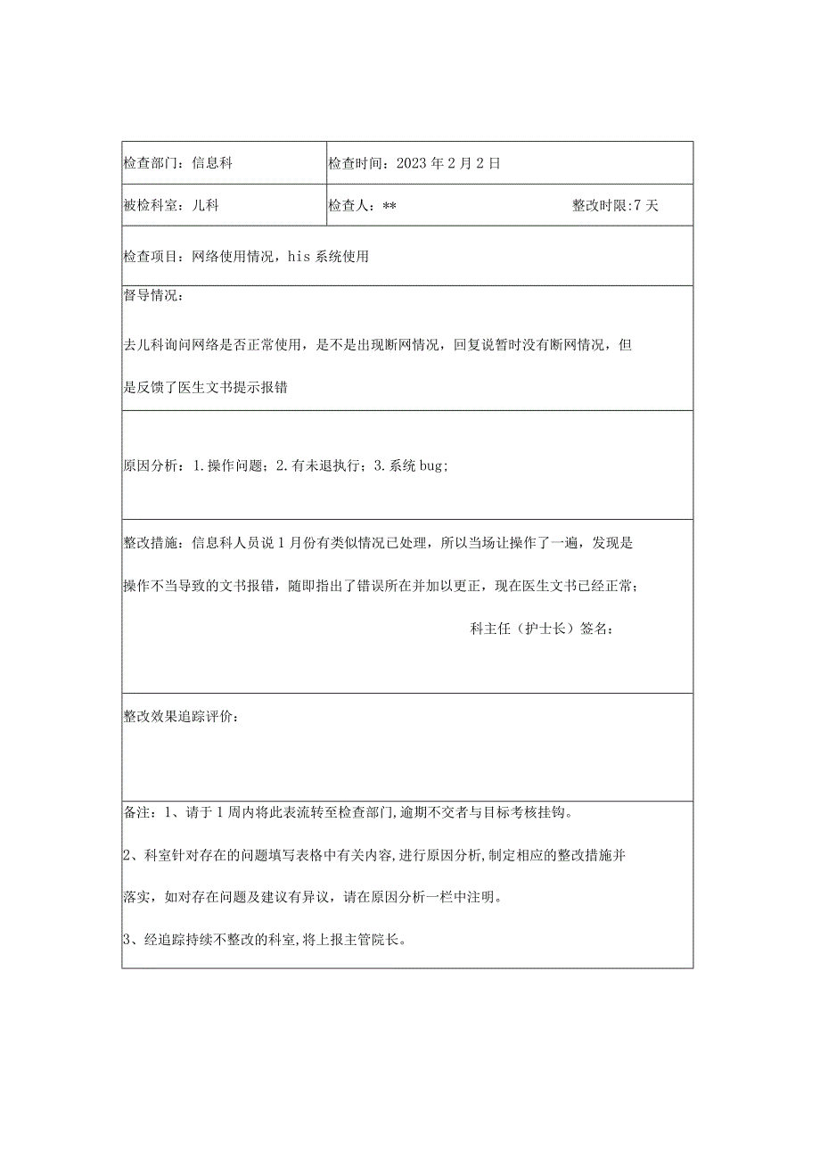 医院月度网络运行、设备管理维护、技术文档督查表.docx_第2页