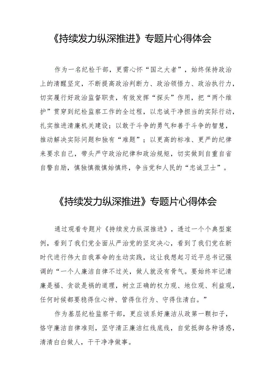 专题片《持续发力 纵深推进》心得体会二十篇.docx_第2页