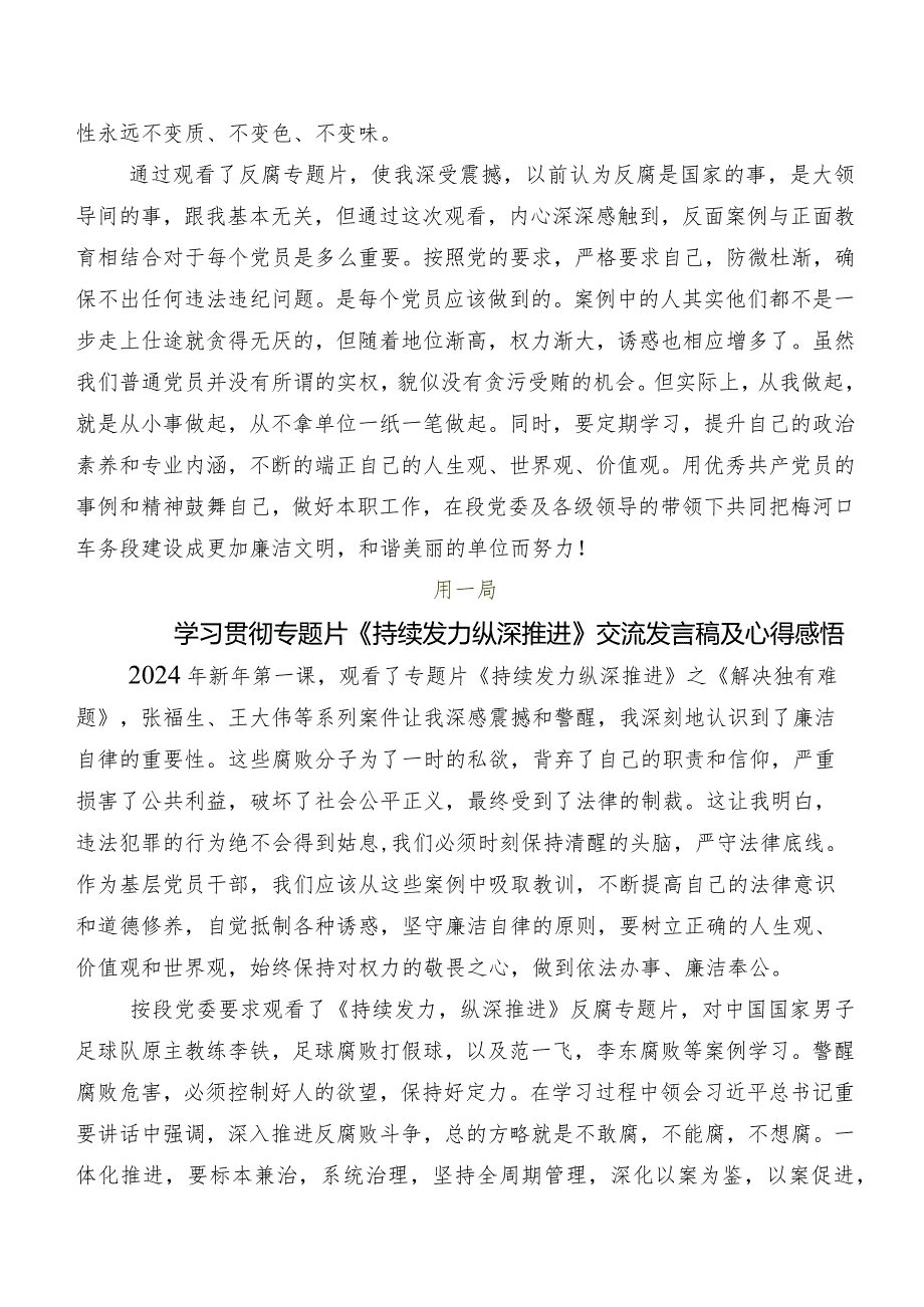 2024年围绕《持续发力纵深推进》的研讨交流材料、心得八篇.docx_第2页