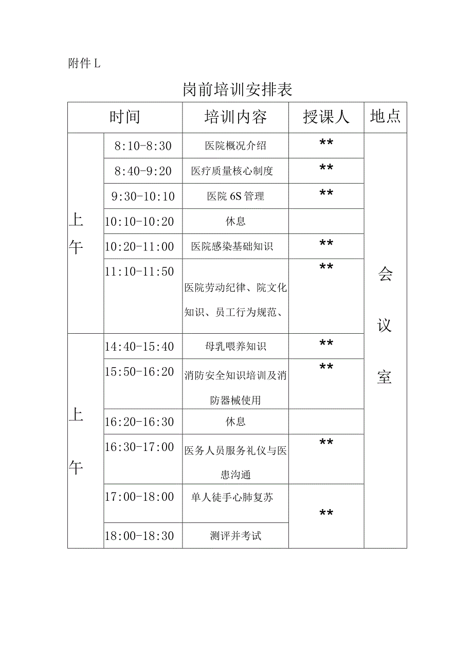 医院新进人员岗前培训实施方案.docx_第3页