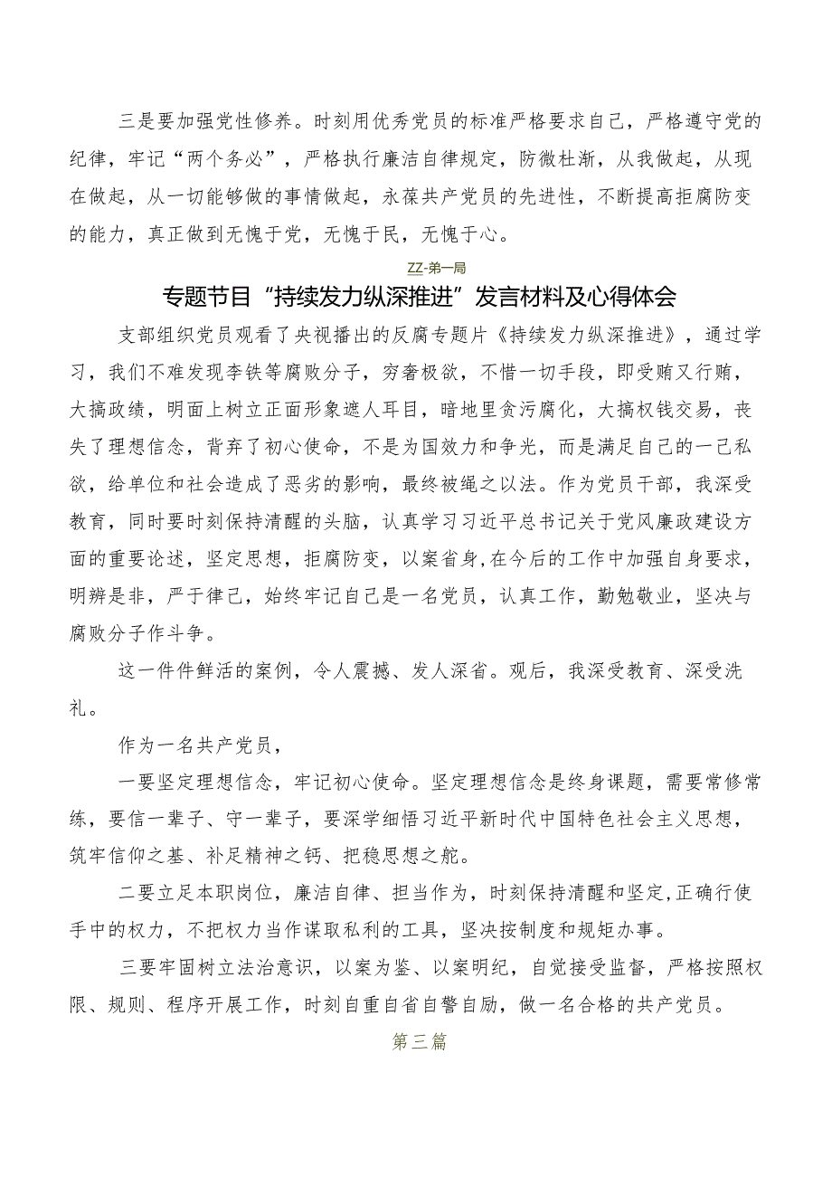 2024年电视专题片《持续发力纵深推进》研讨交流材料、心得体会.docx_第2页