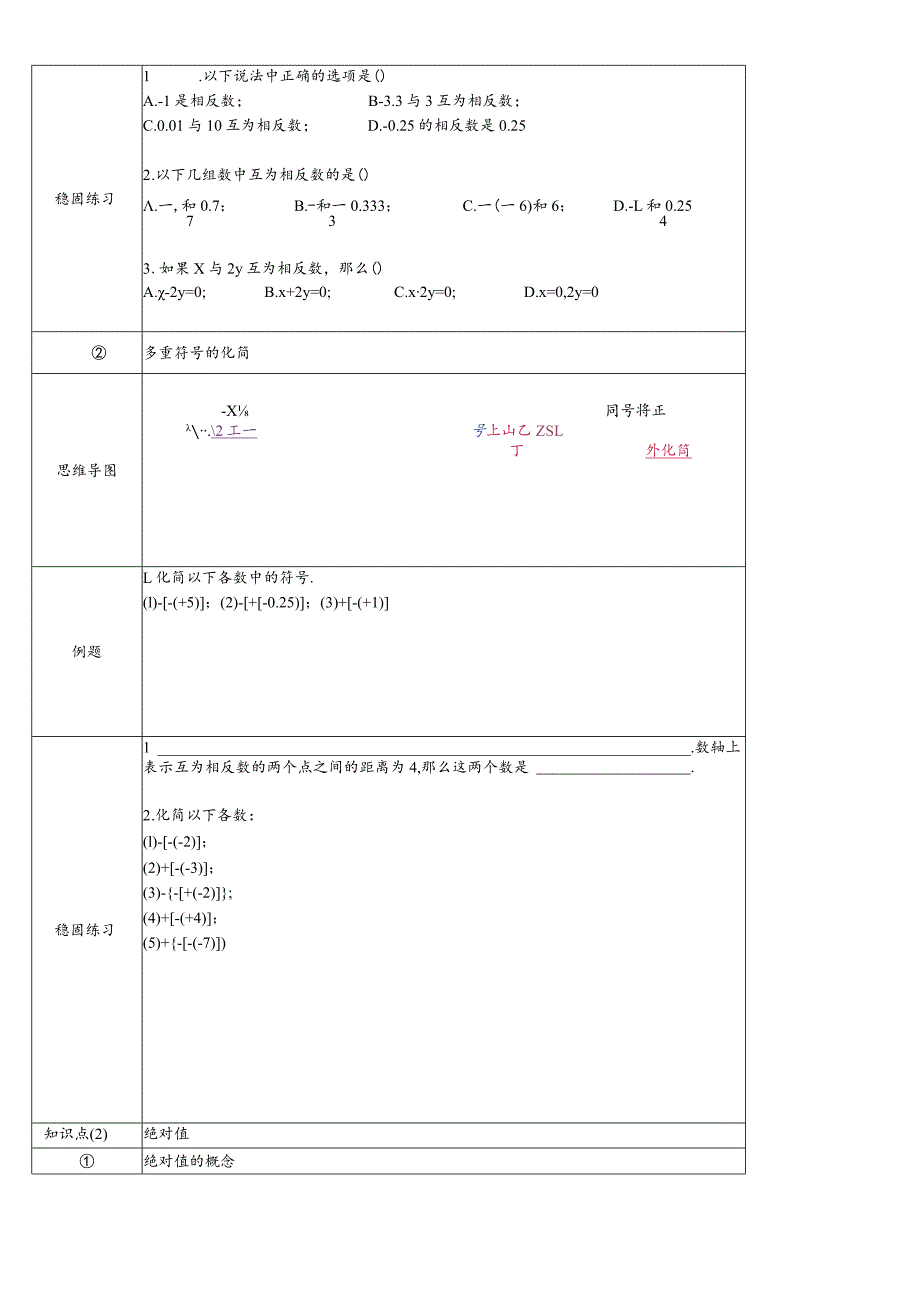 冀教版七年级上学期第1章第3节绝对数与相反数.docx_第2页