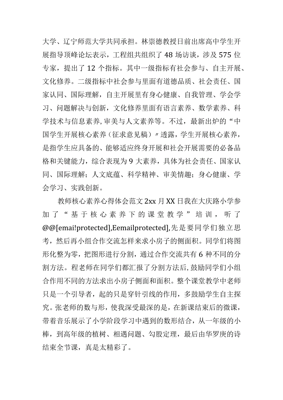 教师核心素养心得体会范文大全五篇.docx_第2页