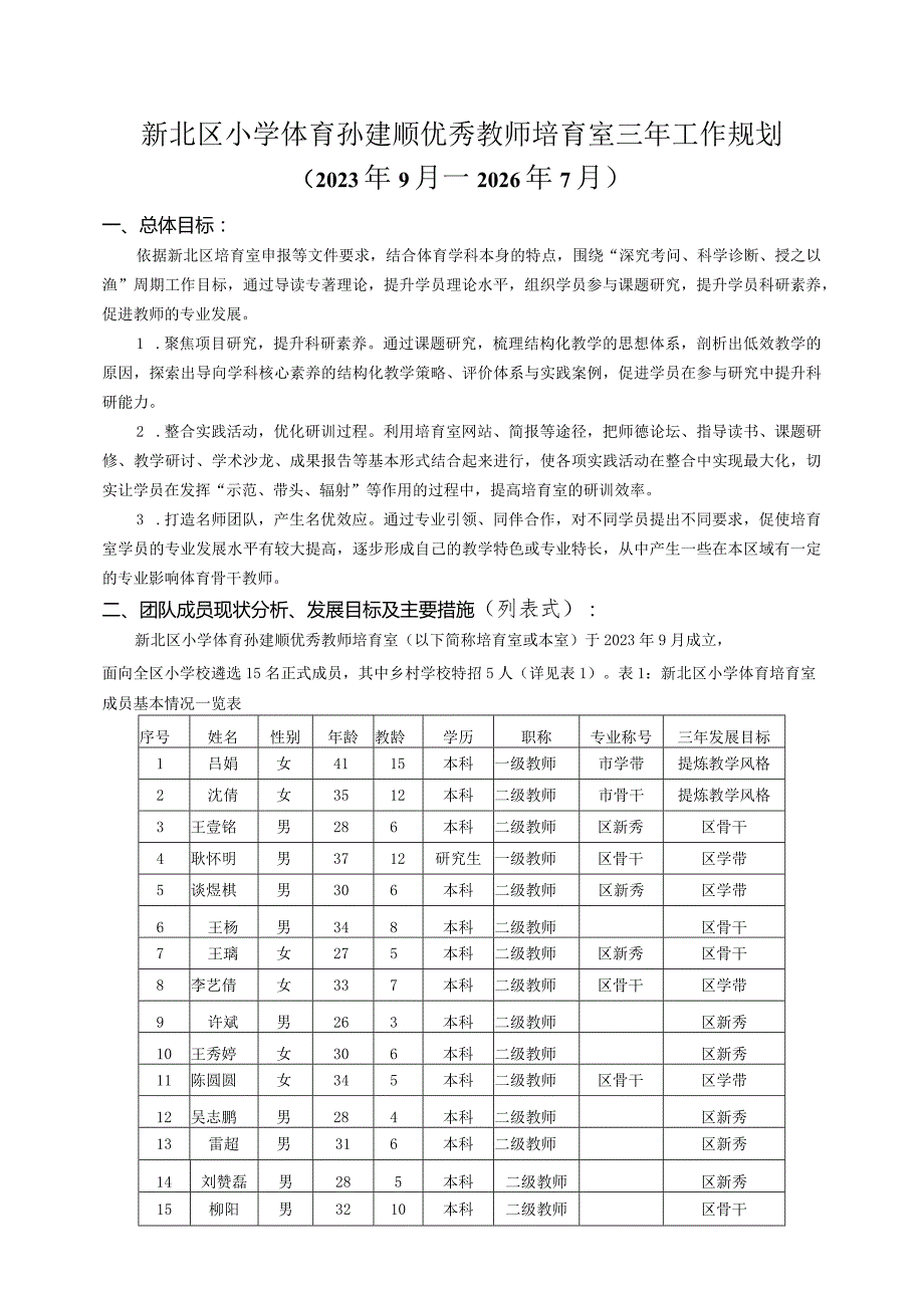 新北区小学体育孙建顺优秀教师培育室三年工作规划.docx_第1页