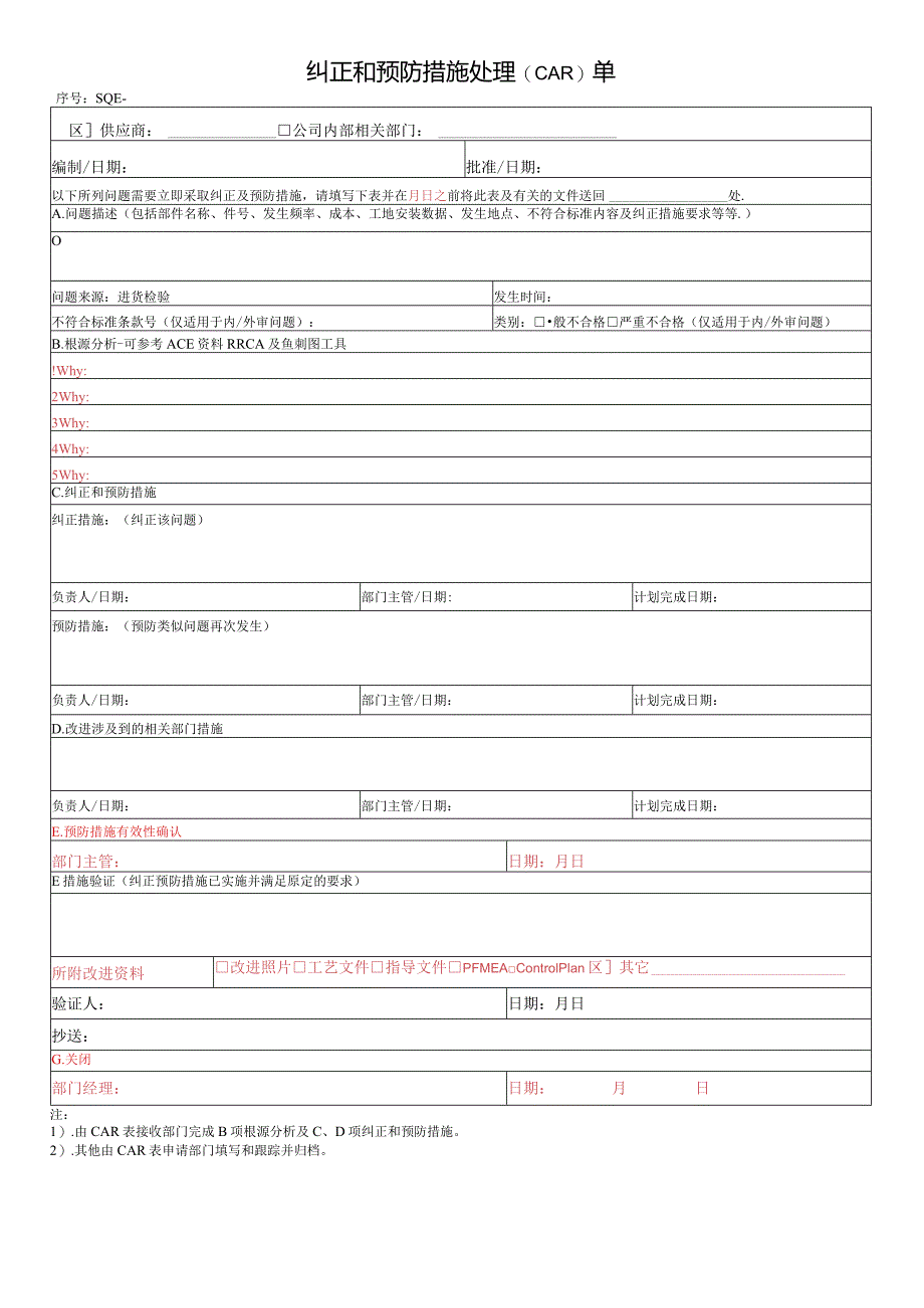 纠正和预防措施处理(CAR)单.docx_第1页