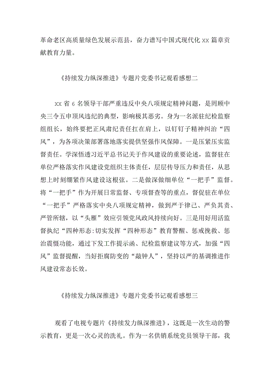 《持续发力 纵深推进》专题片党委书记观看感想8篇.docx_第2页