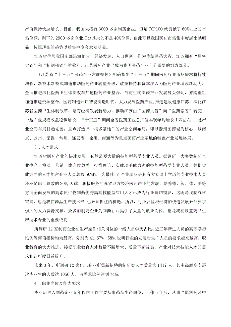 药品生产技术专业培养调研报告.docx_第2页