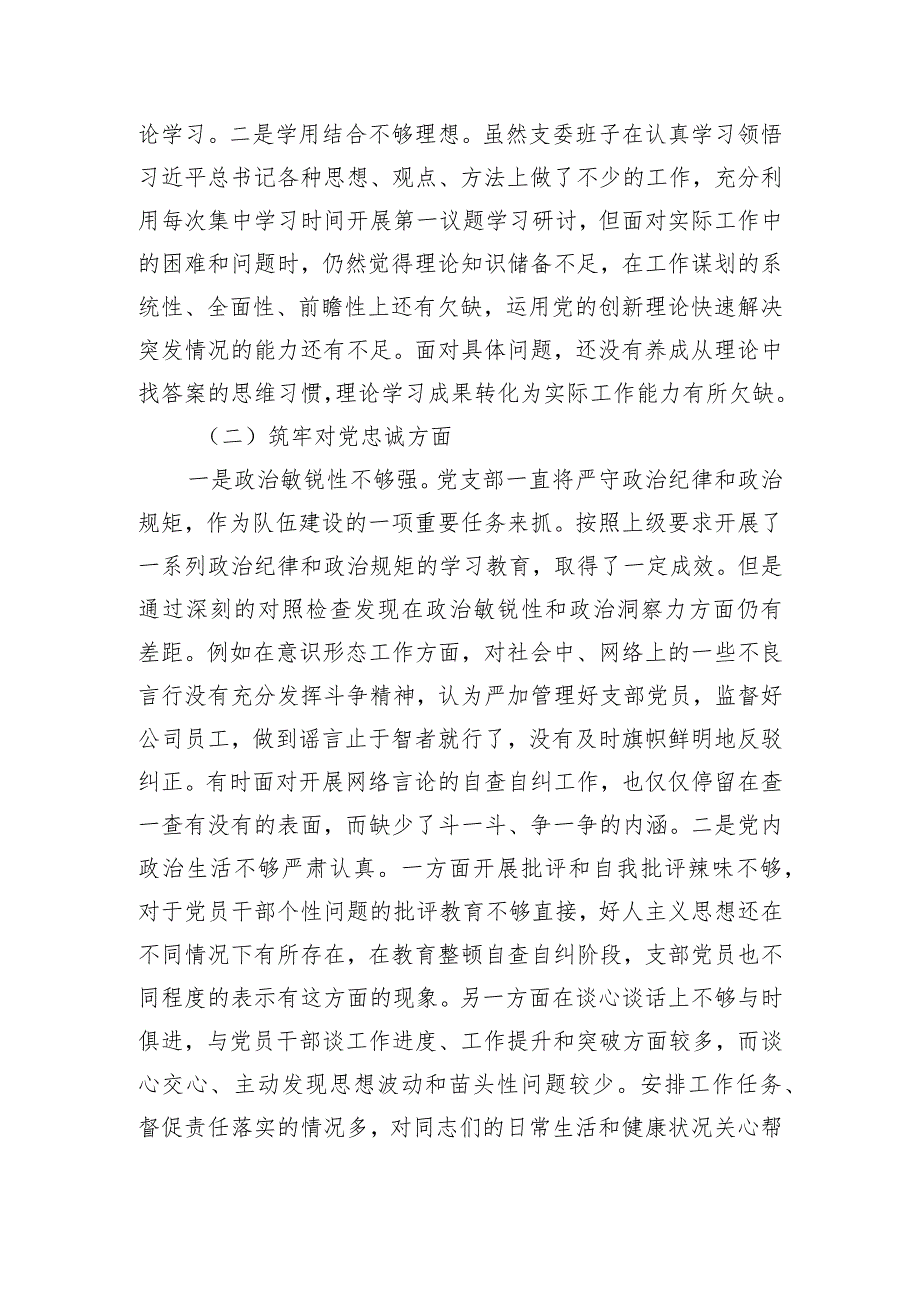 党支部主题教育暨教育整顿专题组织生活会对照检查材料.docx_第2页