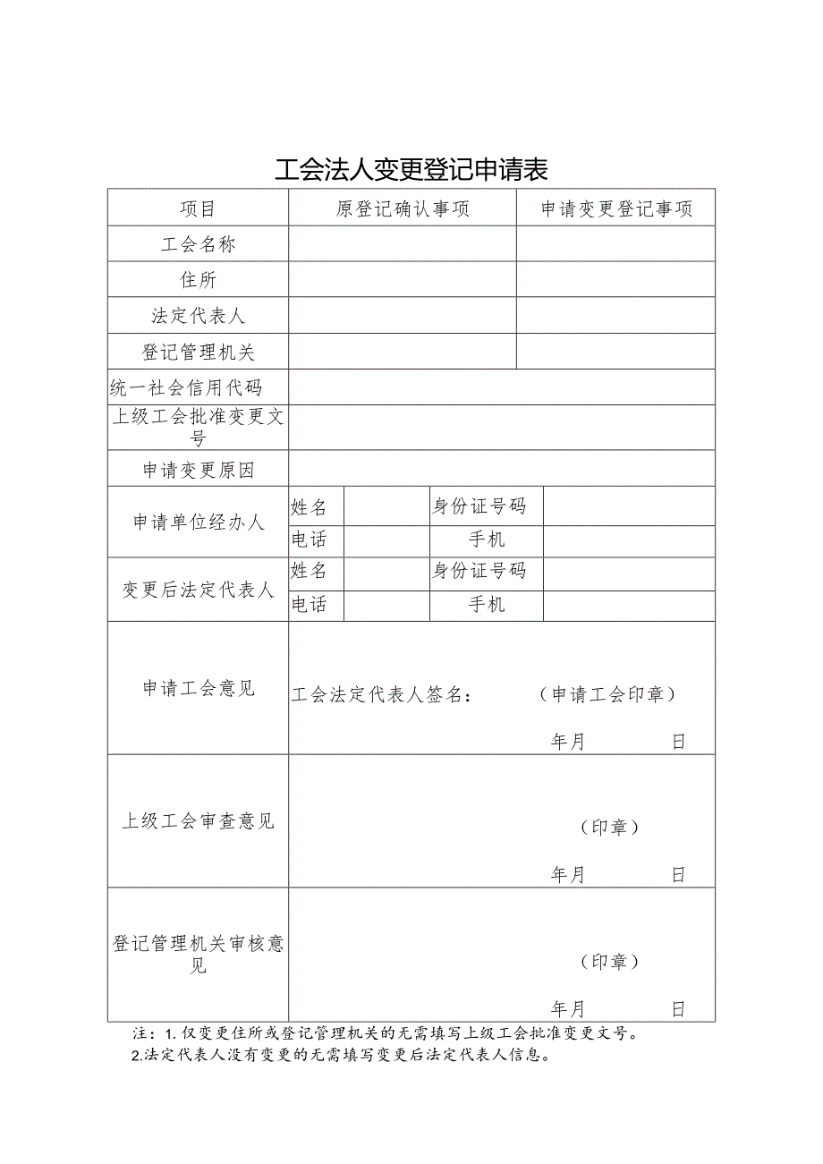 工会法人变更登记申请表.docx_第1页