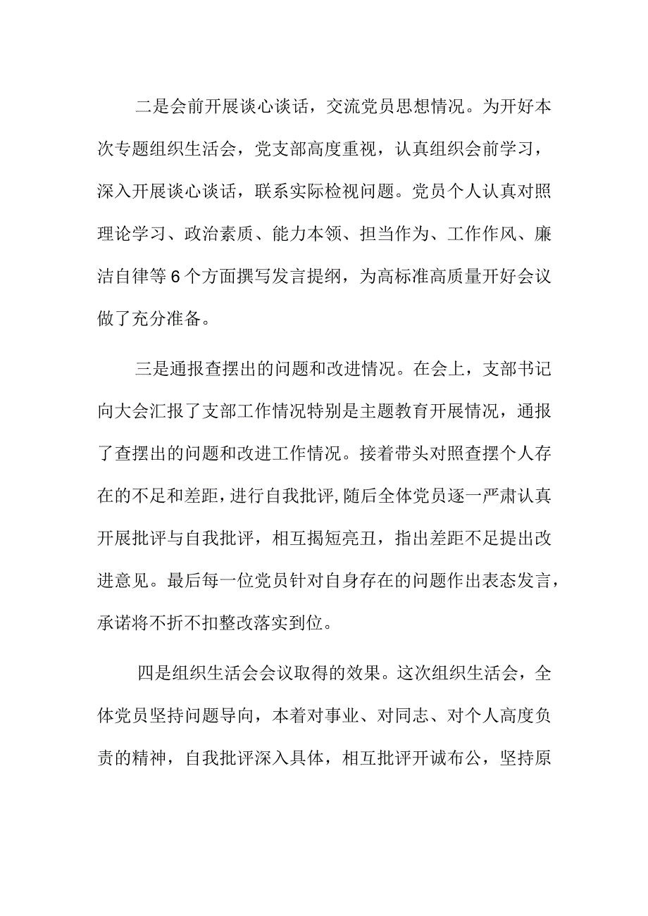 X单位党支部召开专题组织生活会会议纪要.docx_第2页