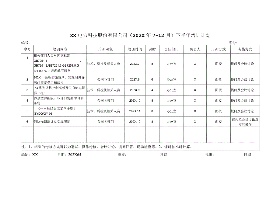 XX电力科技股份有限公司202X年度培训计划（2024年）.docx_第1页