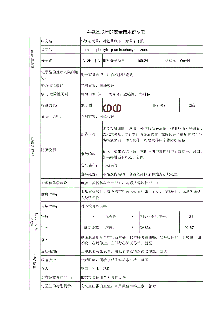 4-氨基联苯安全技术说明书.docx_第1页