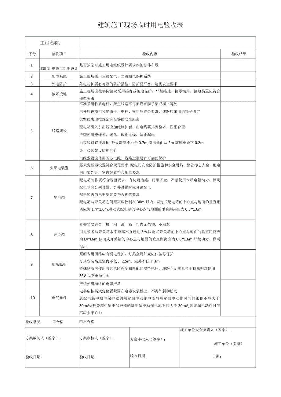 建筑施工现场临时用电验收表.docx_第1页