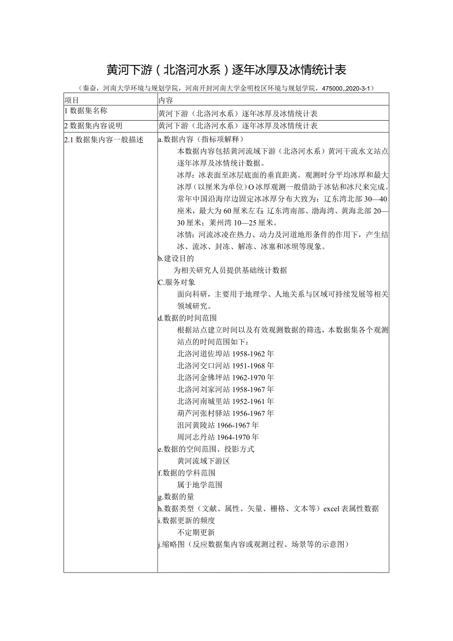 黄河下游北洛河水系逐年冰厚及冰情统计表.docx_第1页