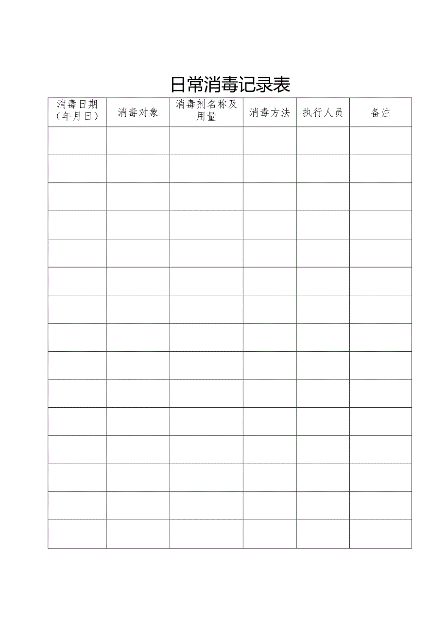 日常消毒记录表.docx_第1页