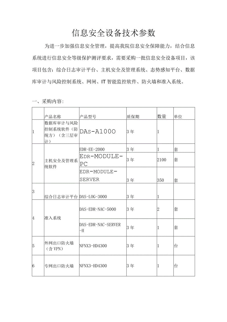 信息安全设备技术参数.docx_第1页