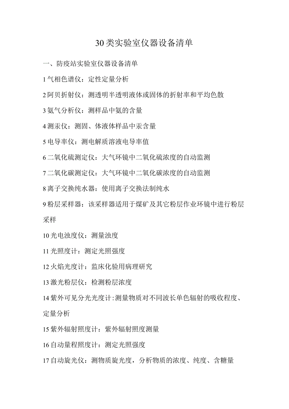 30类实验室仪器设备清单.docx_第1页