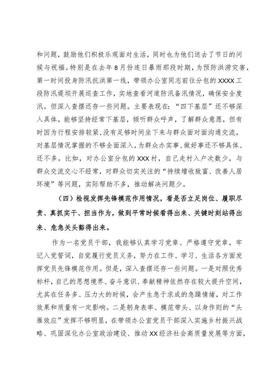 党员干部2023年度专题组织生活会个人对照检查剖析材料（四个检视）.docx_第3页