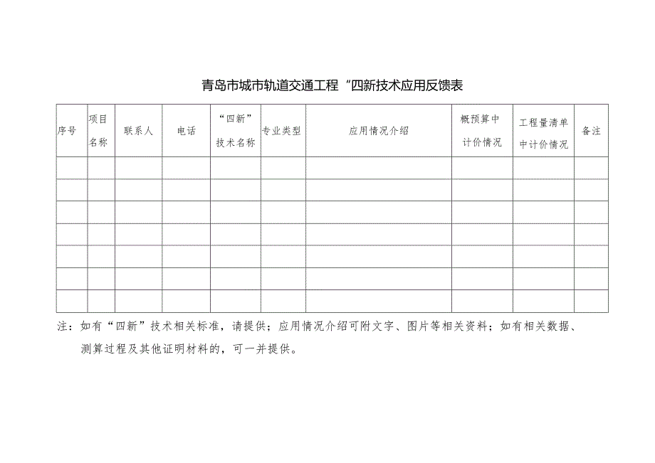 青岛市城市轨道交通工程“四新”技术应用反馈表.docx_第1页