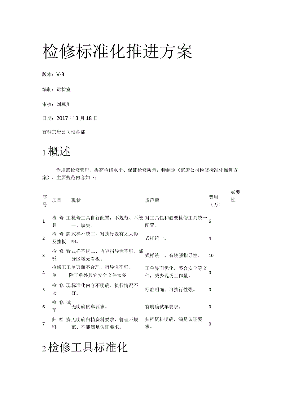 检修标准规范化推进实施方案.docx_第1页