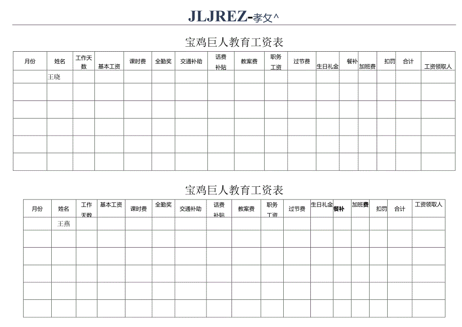 宝鸡巨人教育工资表.docx_第1页