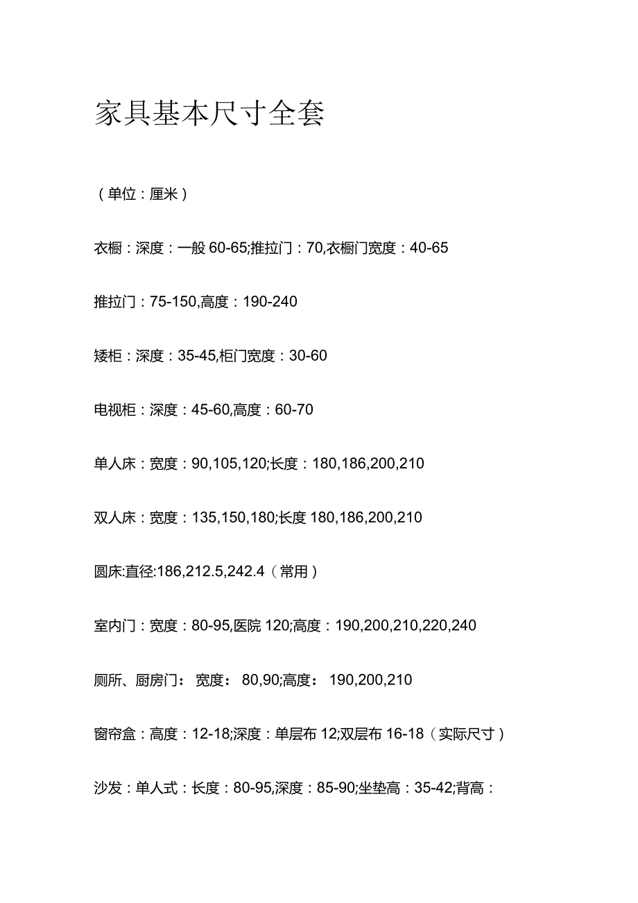 家具基本尺寸全套.docx_第1页