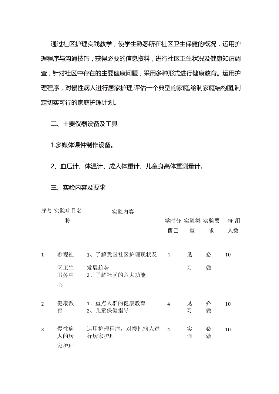 《社区护理学》实践教学大纲全套.docx_第2页