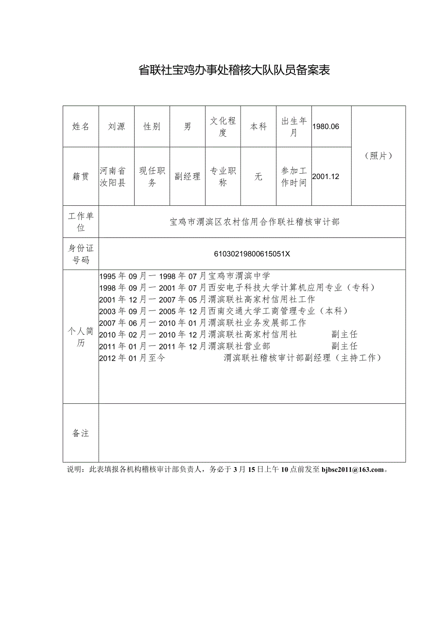 宝鸡市稽核大队队员备案表.docx_第1页