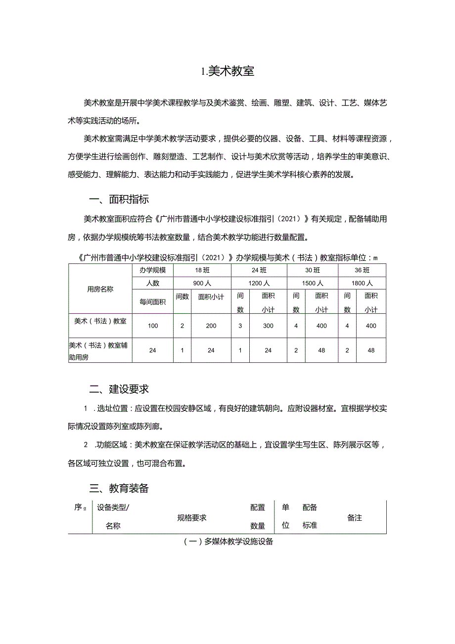 广州市初中教育美术教室教育装备配置指南.docx_第1页