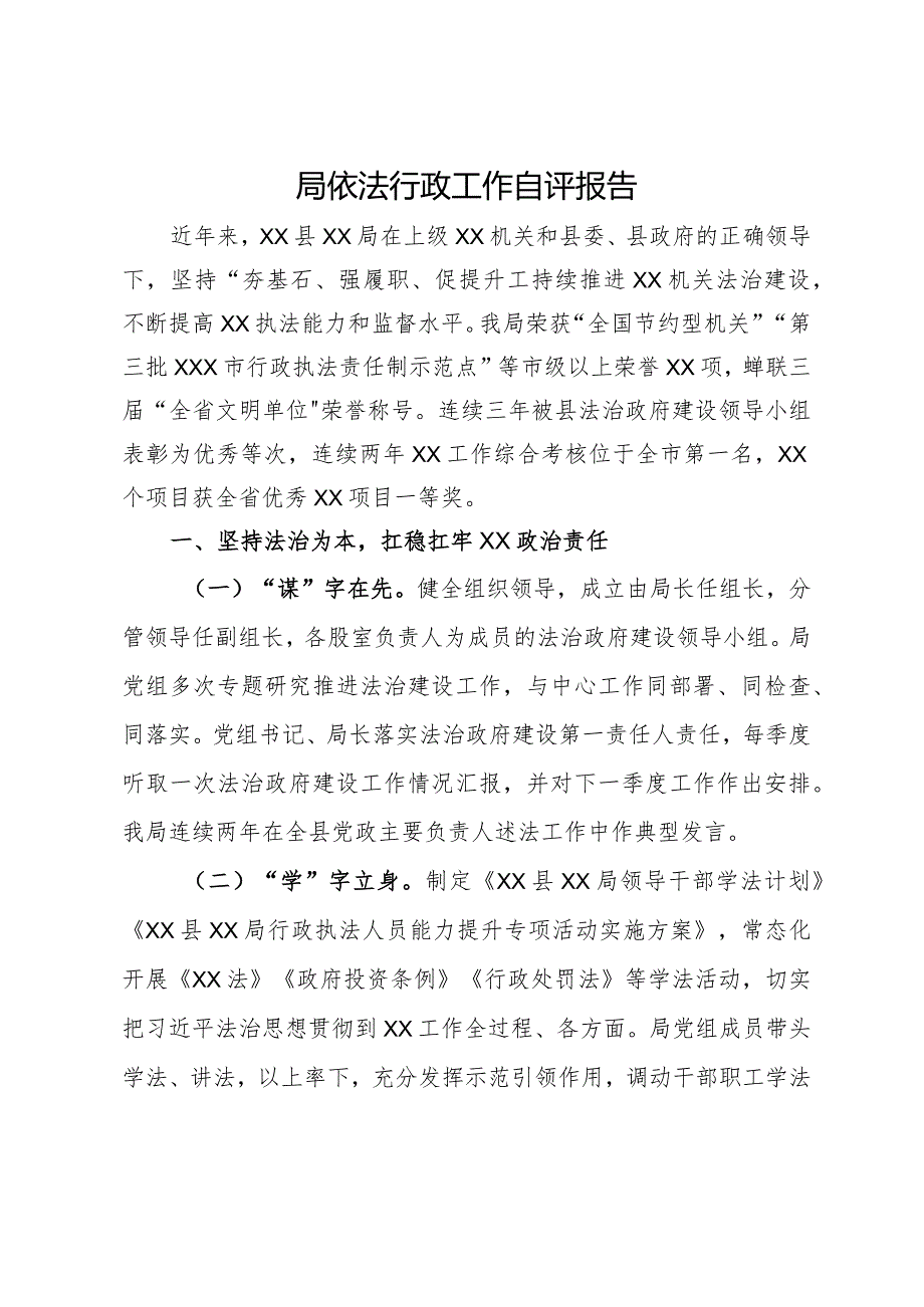 局依法行政工作自评报告.docx_第1页