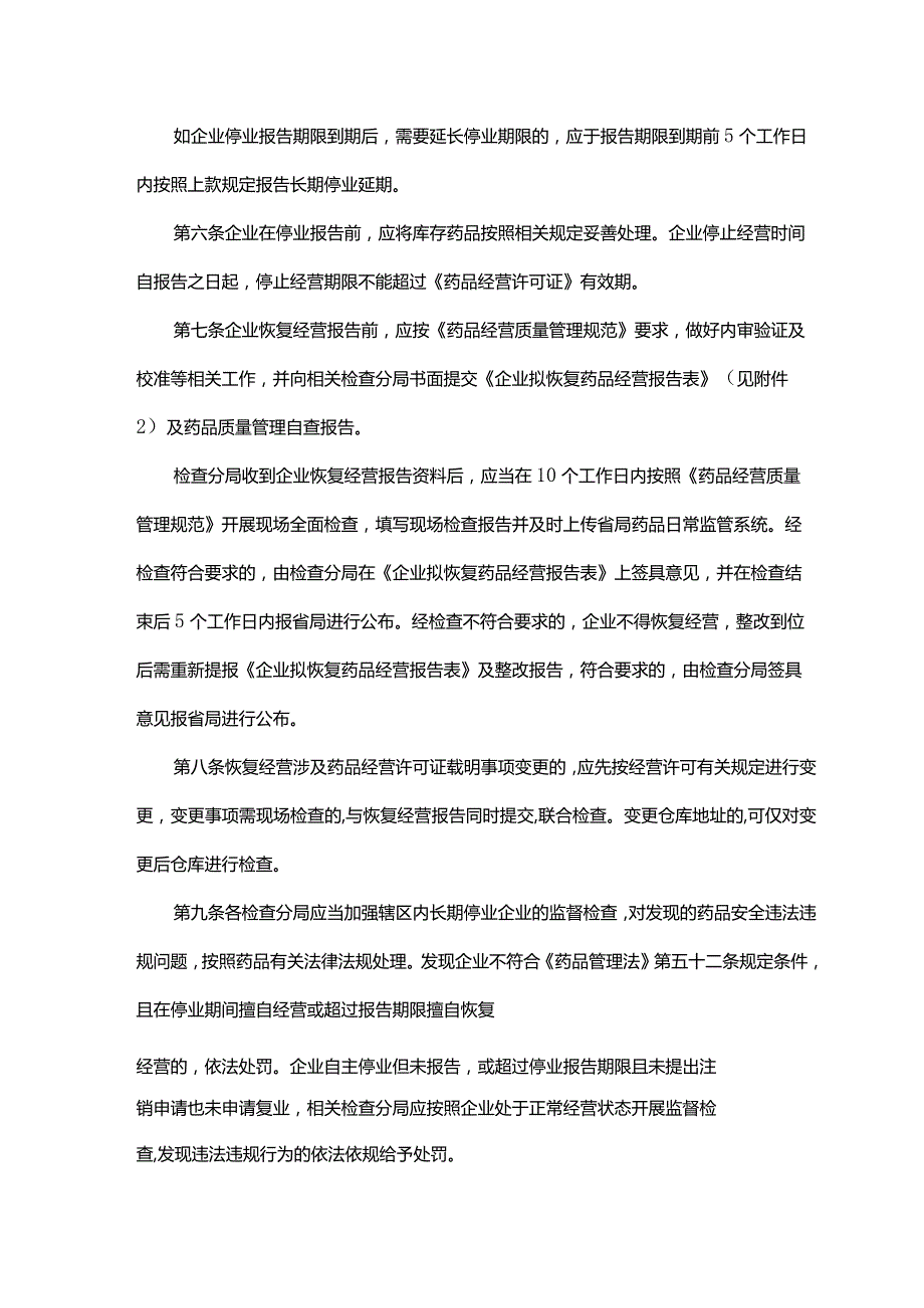 山东省药品经营企业长期停业和恢复经营监督管理规定-全文及解读.docx_第2页