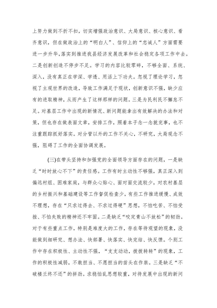 2024年度副县长年度民主生活会对照检查材料范文.docx_第3页