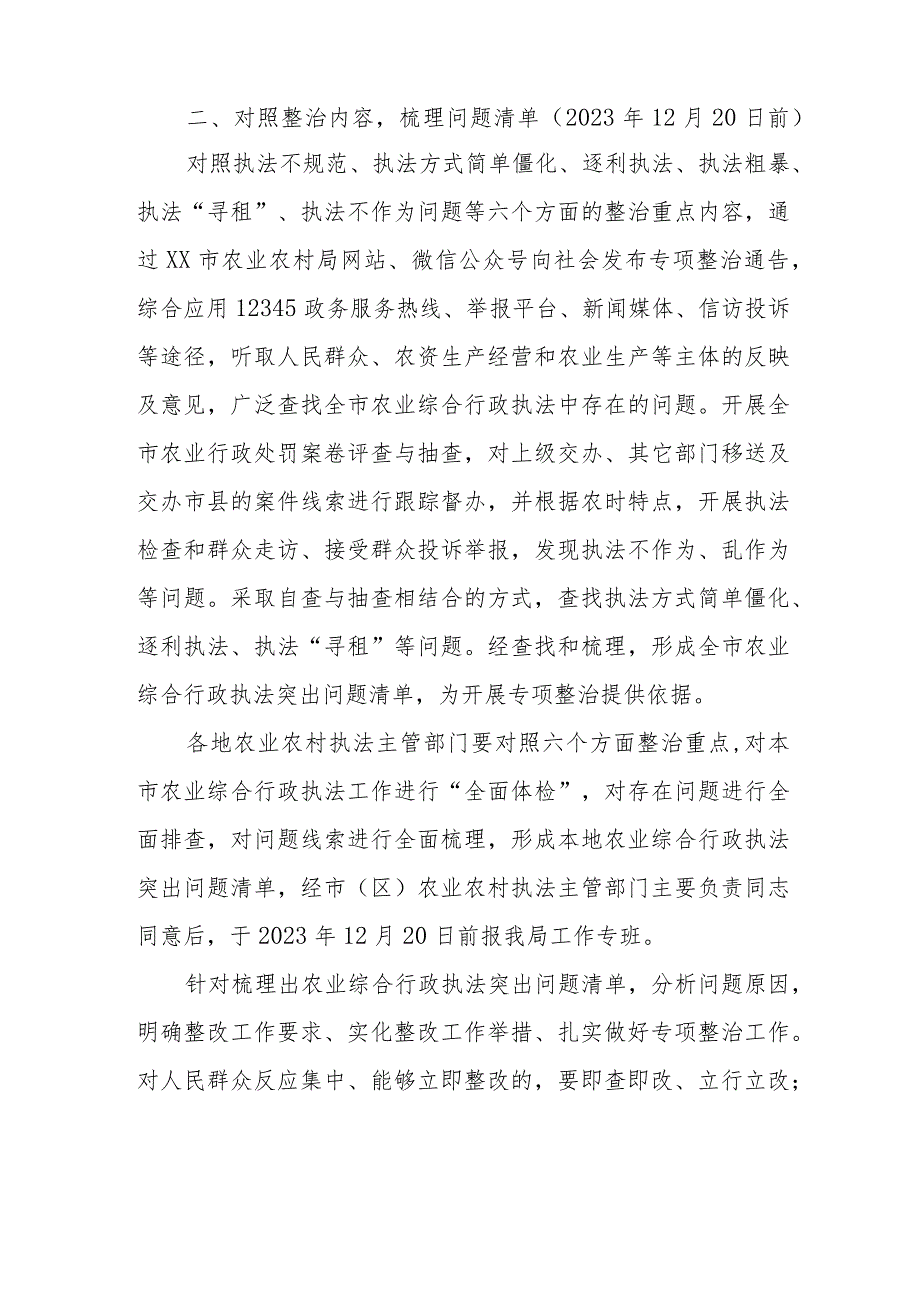 XX市农业综合行政执法突出问题专项整治行动实施方案.docx_第2页