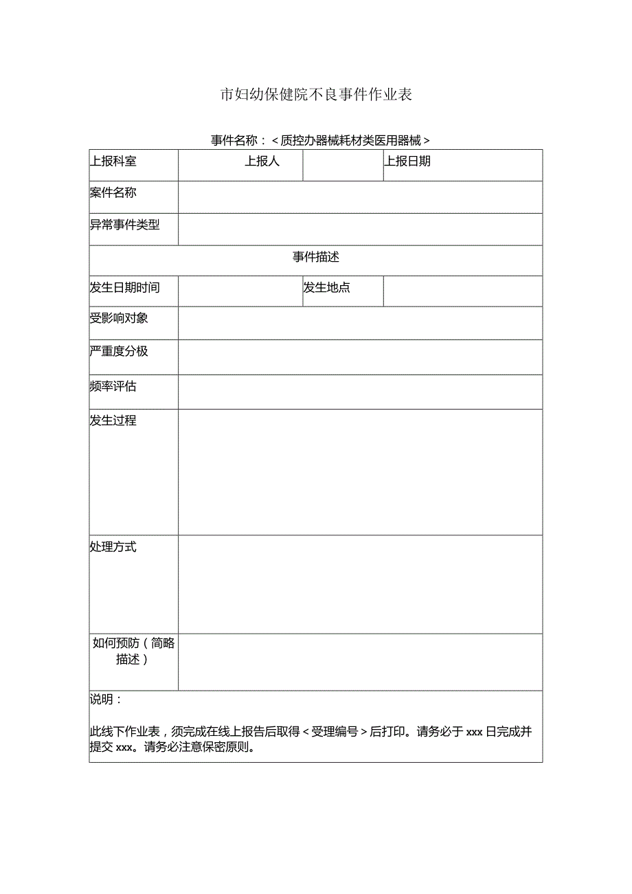 妇幼保健院不良事件作业表.docx_第1页